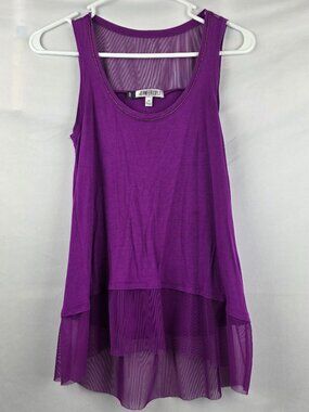 Jennifer Lopez Ultra-Soft Sleeveless Magenta Tank Top with Sheer Hemline